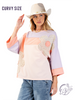 Curvy Faded Field Stitching Top