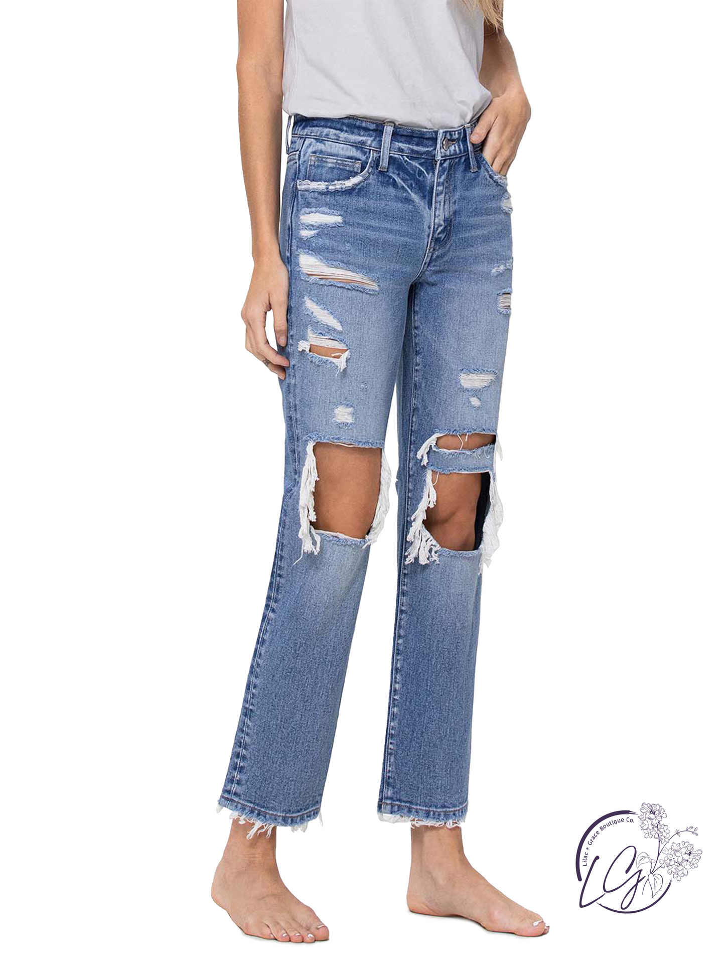 Tallulah Mid-Rise Crop Straight Jeans By Flying Monkey