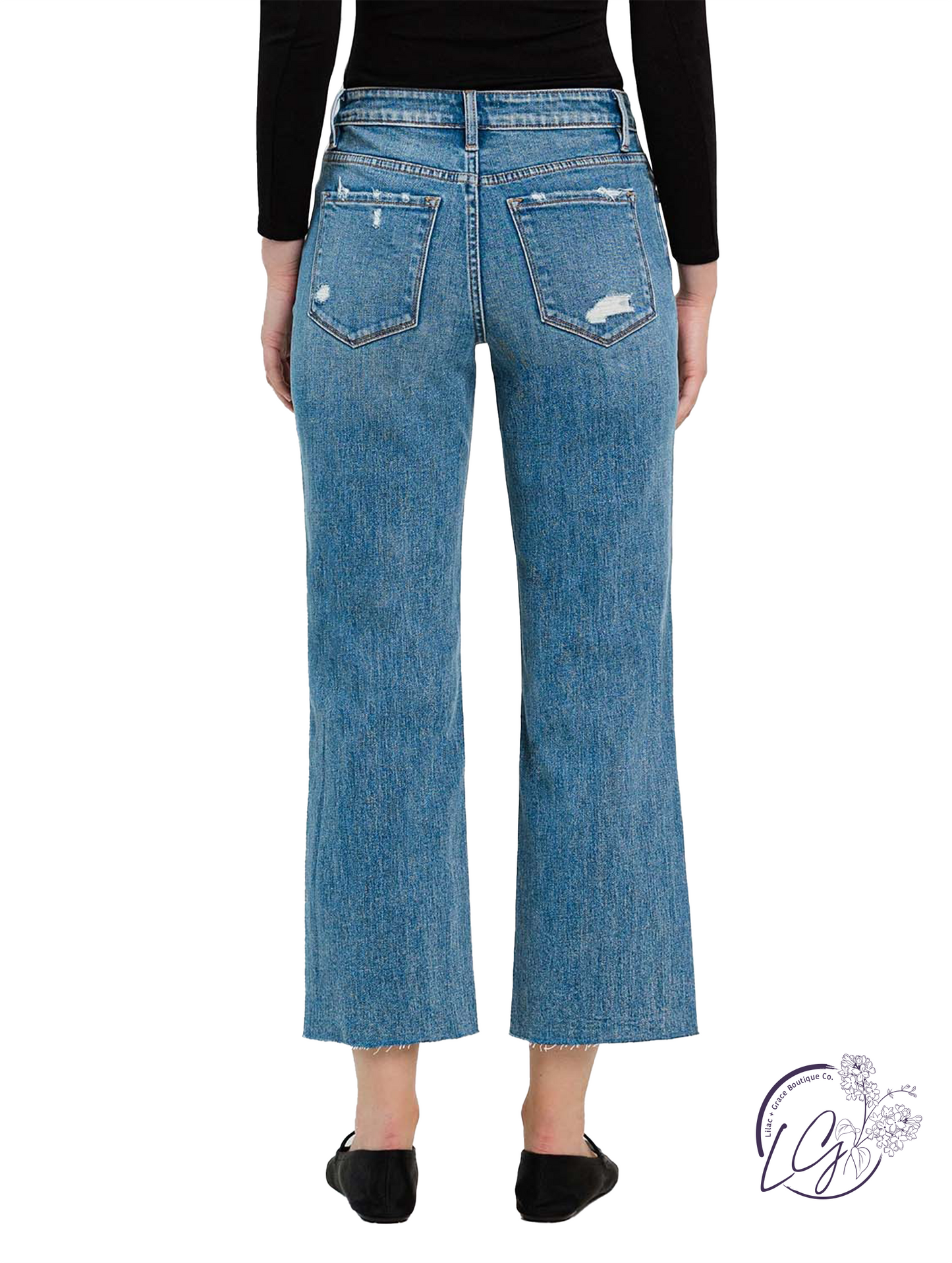 Lucille High-Rise Crop Slim Wide Jeans By Flying Monkey