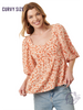 Curvy Citrus Blooms Blouse