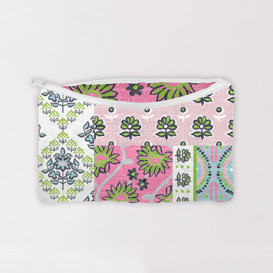 Laramie Patchwork in Green Quilted Makeup Bag