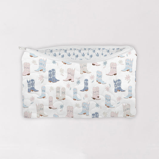 Daisy Boots Pastel Quilted Makeup Bag