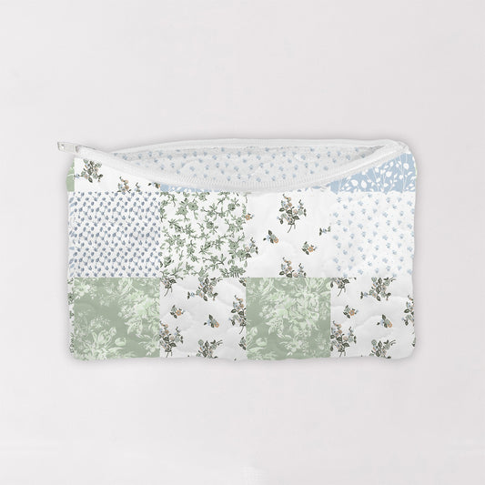 Waverly Patchwork Blue Quilted Makeup Bag