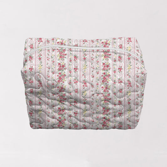 Wilshire Stripe Pink Quilted Large Makeup Bag