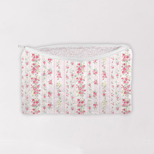 Wilshire Stripe Pink Quilted Makeup Bag