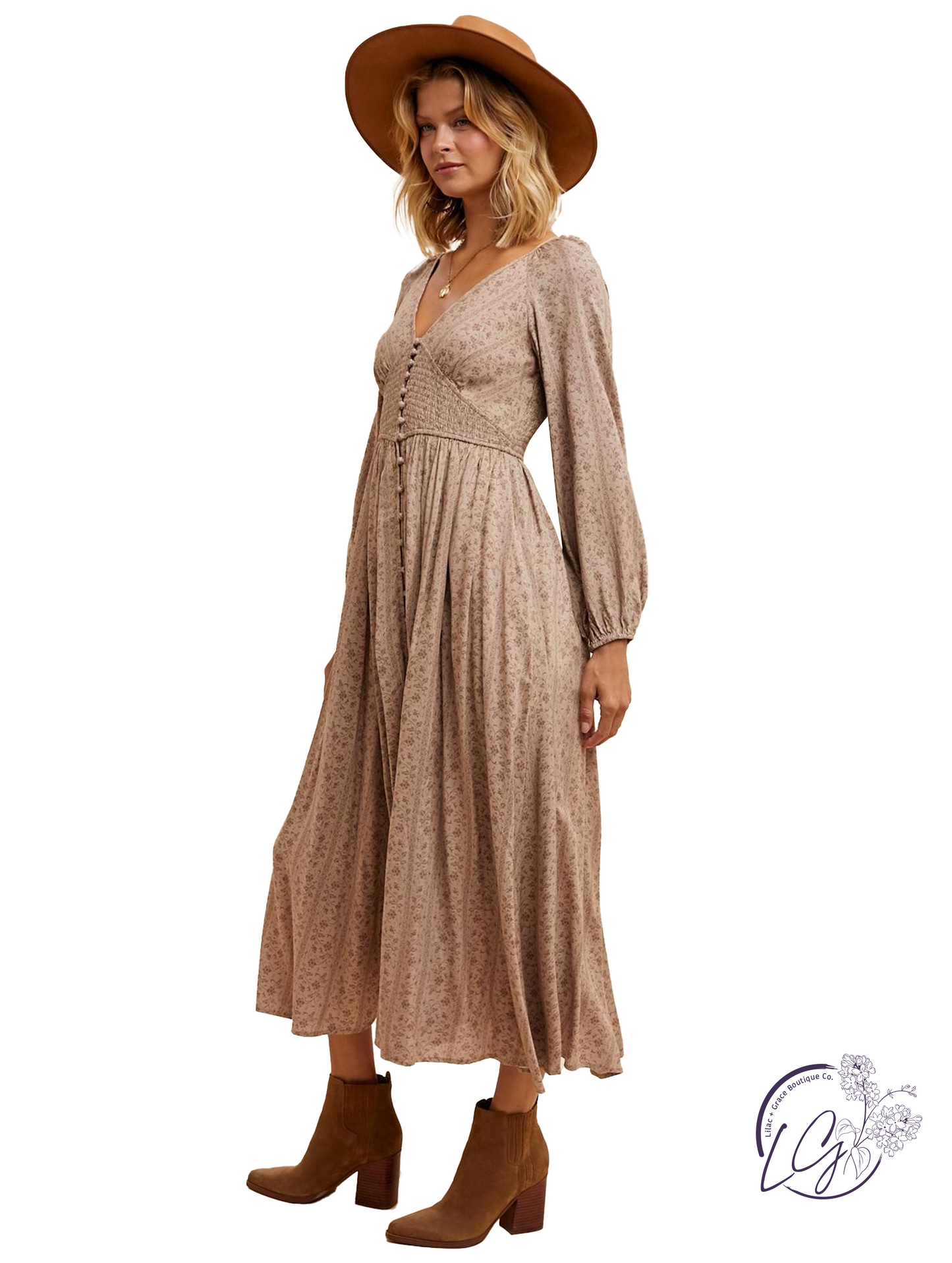 Honey Haze Button Down Maxi Dress