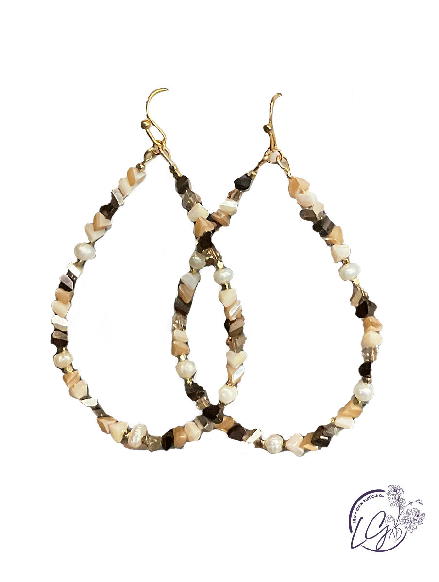 Teardrop Beaded Earring in Gold