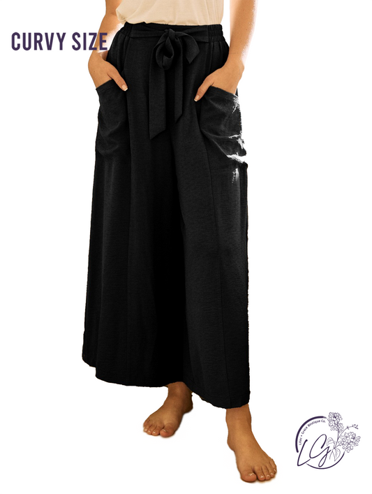 Curvy High Waisted Wide Leg Crop Pant