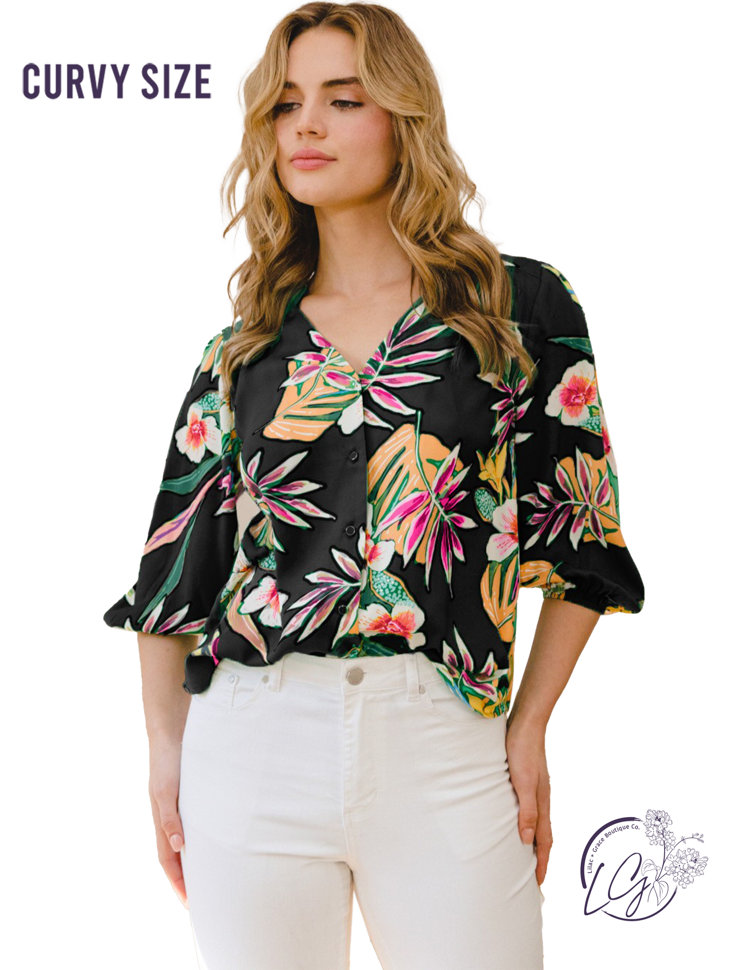 Curvy Sunlit Shores Call Blouse