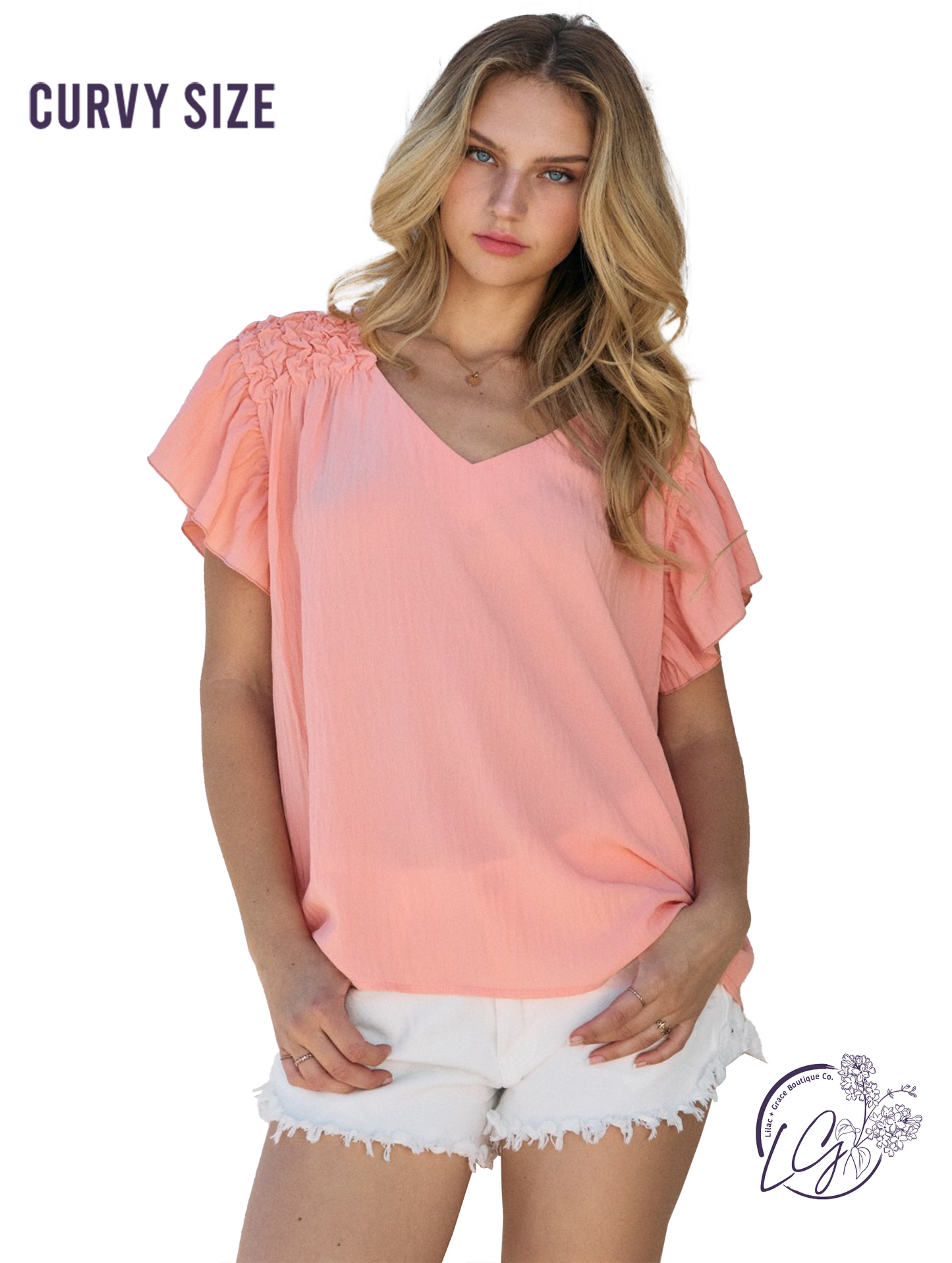 Curvy Peachy Sunset Glow Blouse