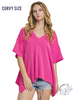 Curvy Texture Knit V-Neck Top