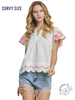 Curvy Embroidery of Love Poplin Blouse