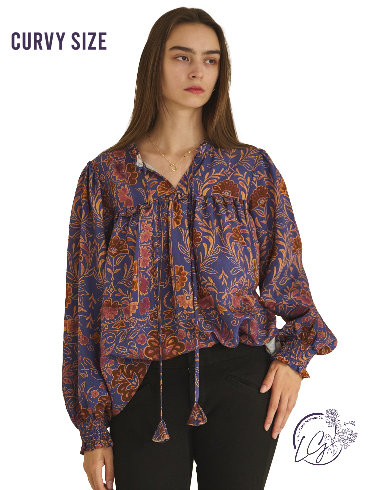 Curvy Roam The Land Printed Blouse