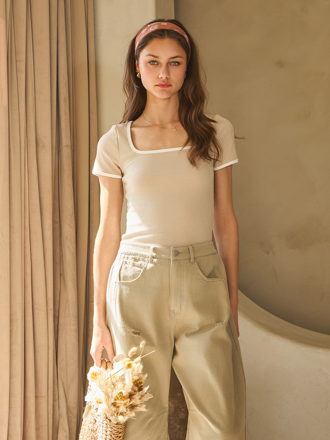 Curvy Simply Chic Basic Short Sleeve Rib Knit Top