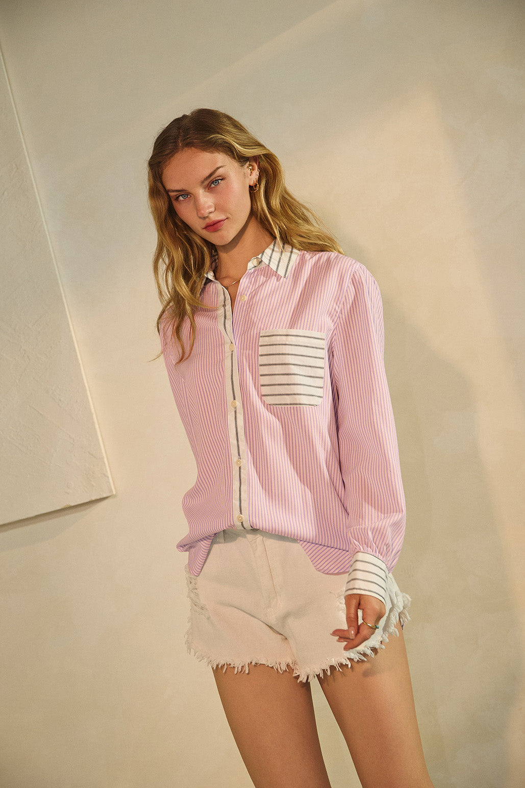 Curvy Coastal Glow Relaxed Striped Shirt