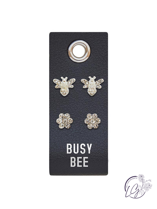 Silver Stud Earrings - Busy Bee