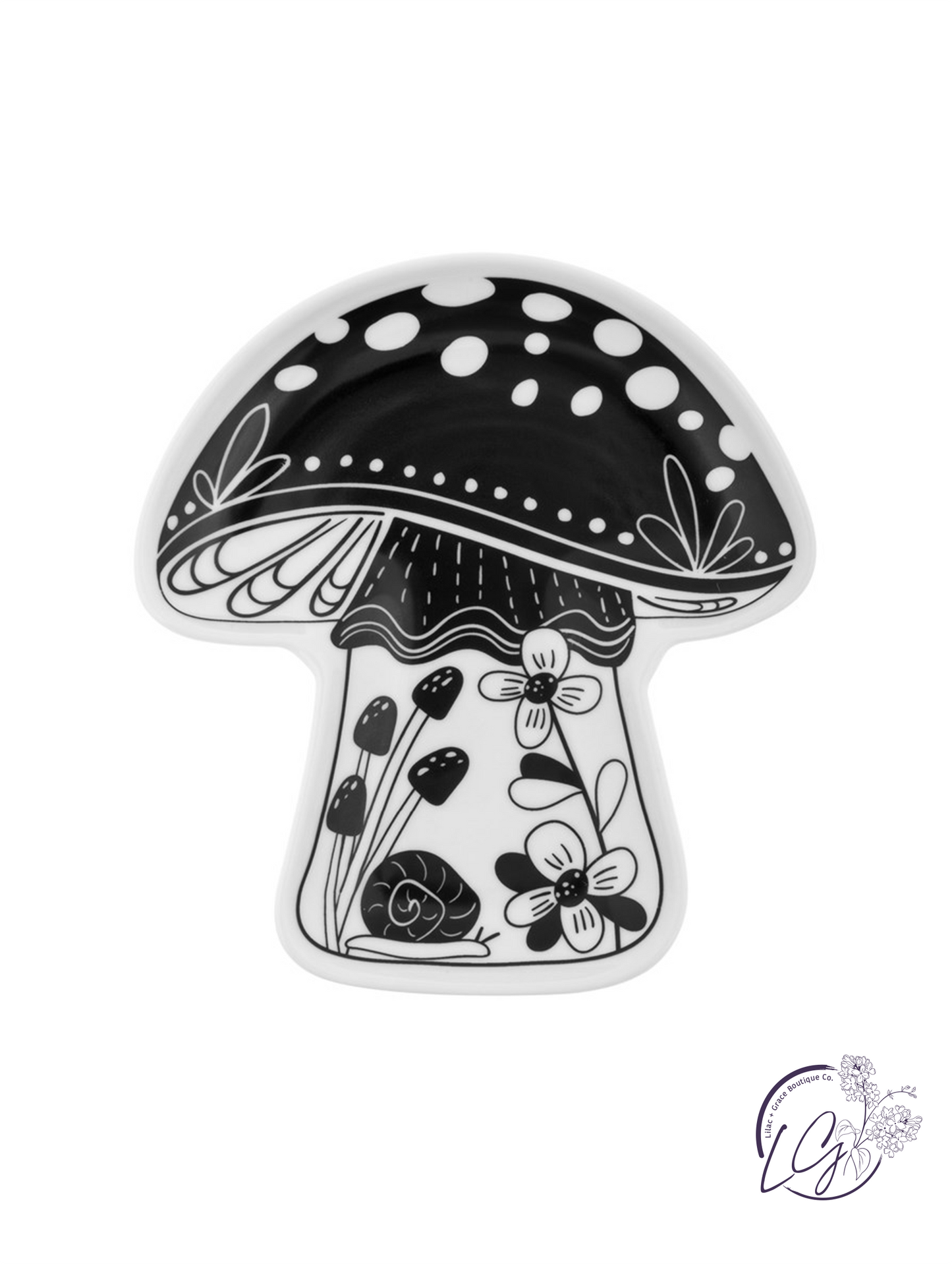 Boho B&W Shaped Trinket Tray Mushroom