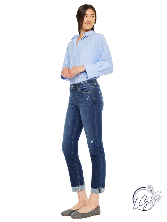 Mina Mid-Rise Slim Straight Pants by Kan Can