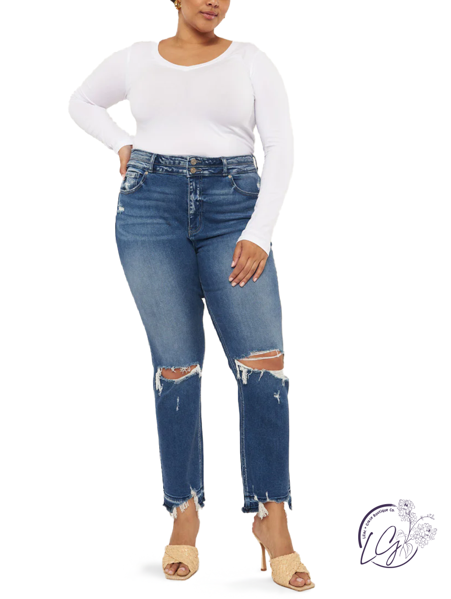 Curvy Marley High Rise Straight Leg Jean By KanCan