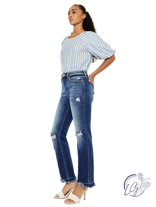 Henrietta High-Rise Slim Straight Jeans by Kan Can