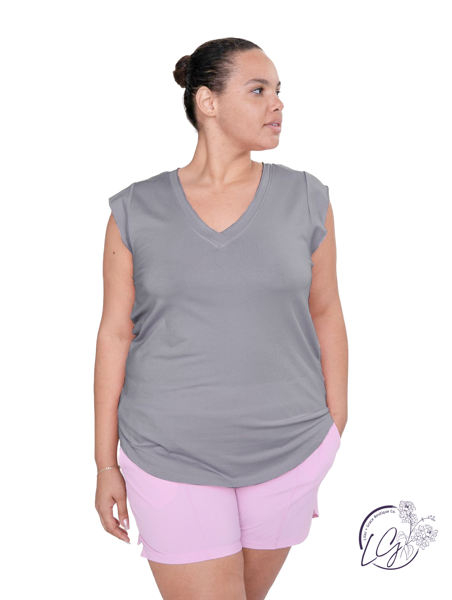 Curvy Soft Sway V- Neck Tee