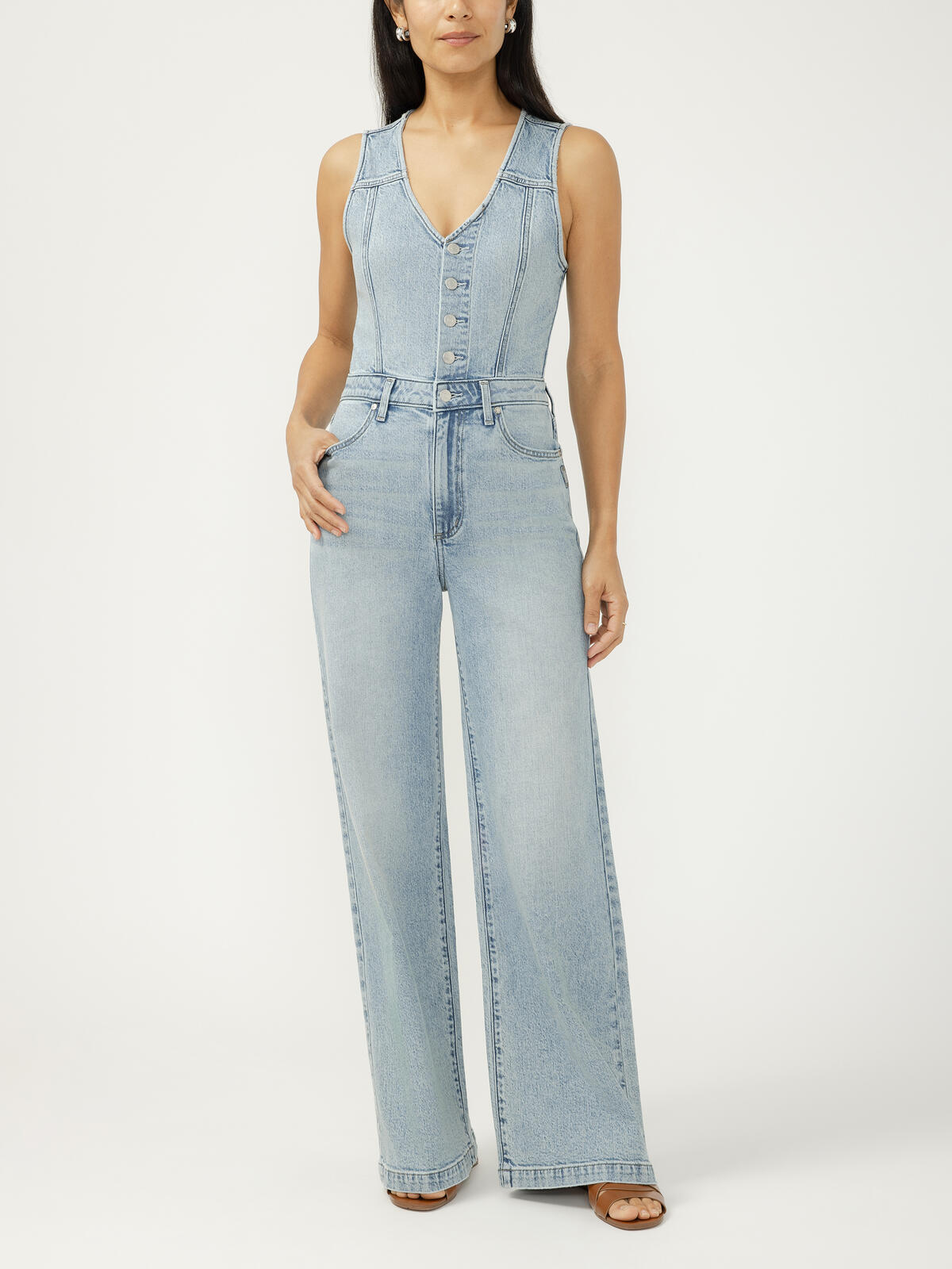 Sleeveless Denim Jumpsuit