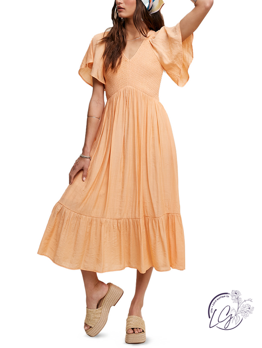 Ruffle Romance V-neck Maxi Dress