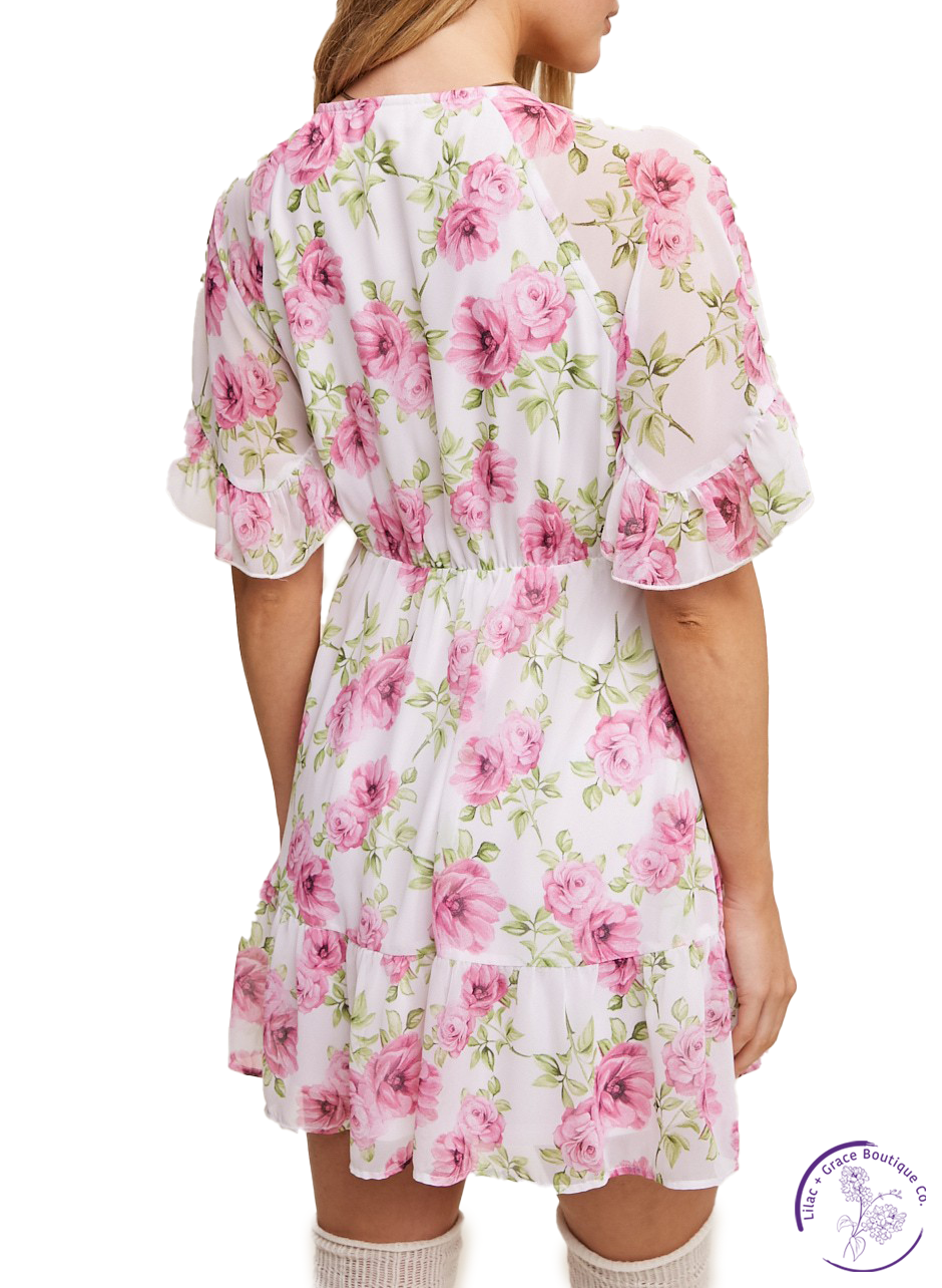 Flirty Floral V-Neck Mini Dress