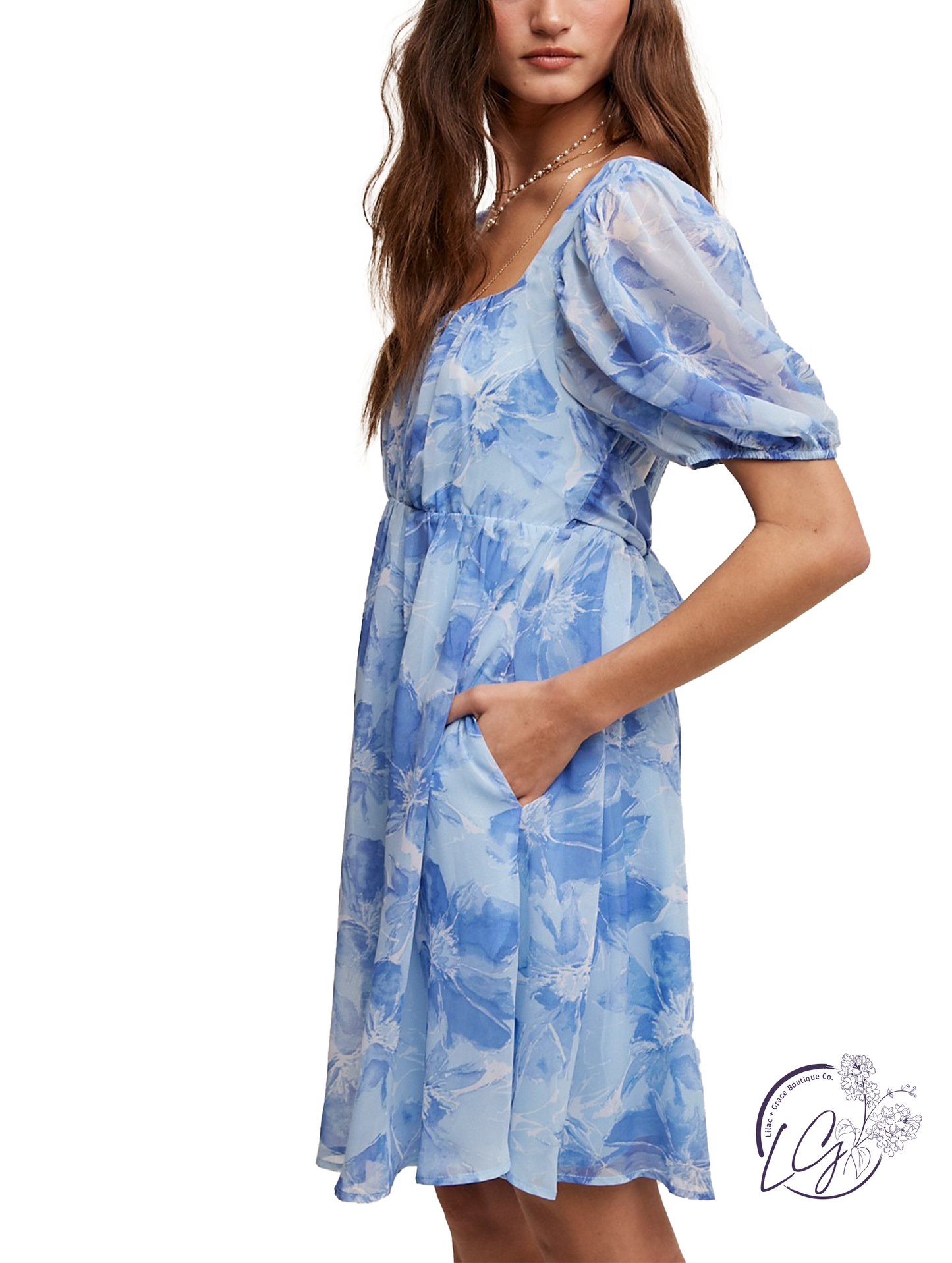 Blue Delight Empire Dress