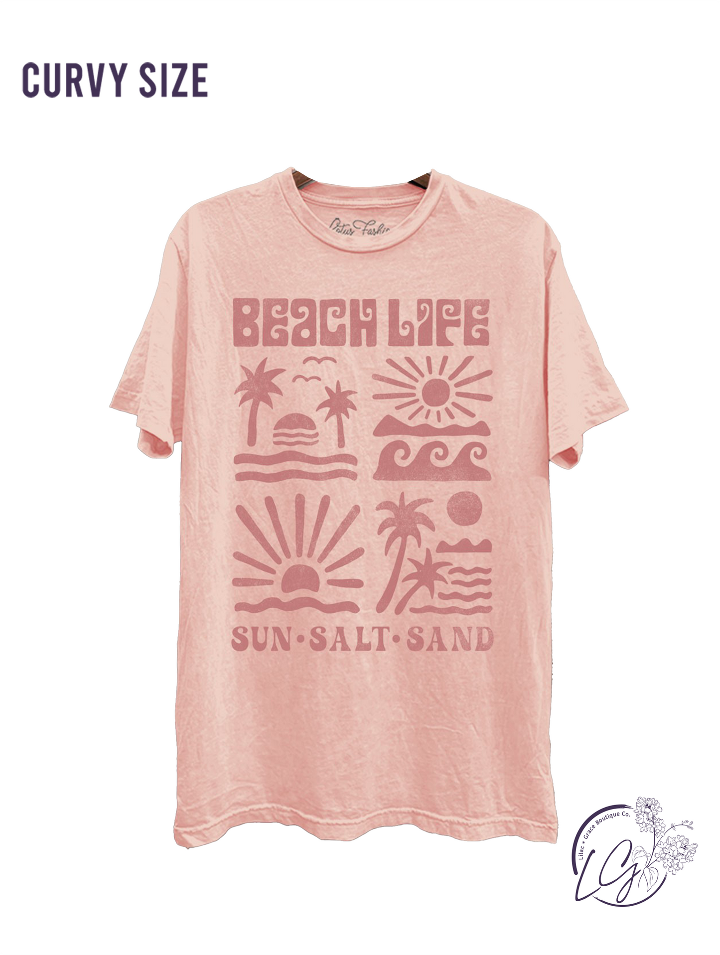 Curvy Beach Life Graphic Top