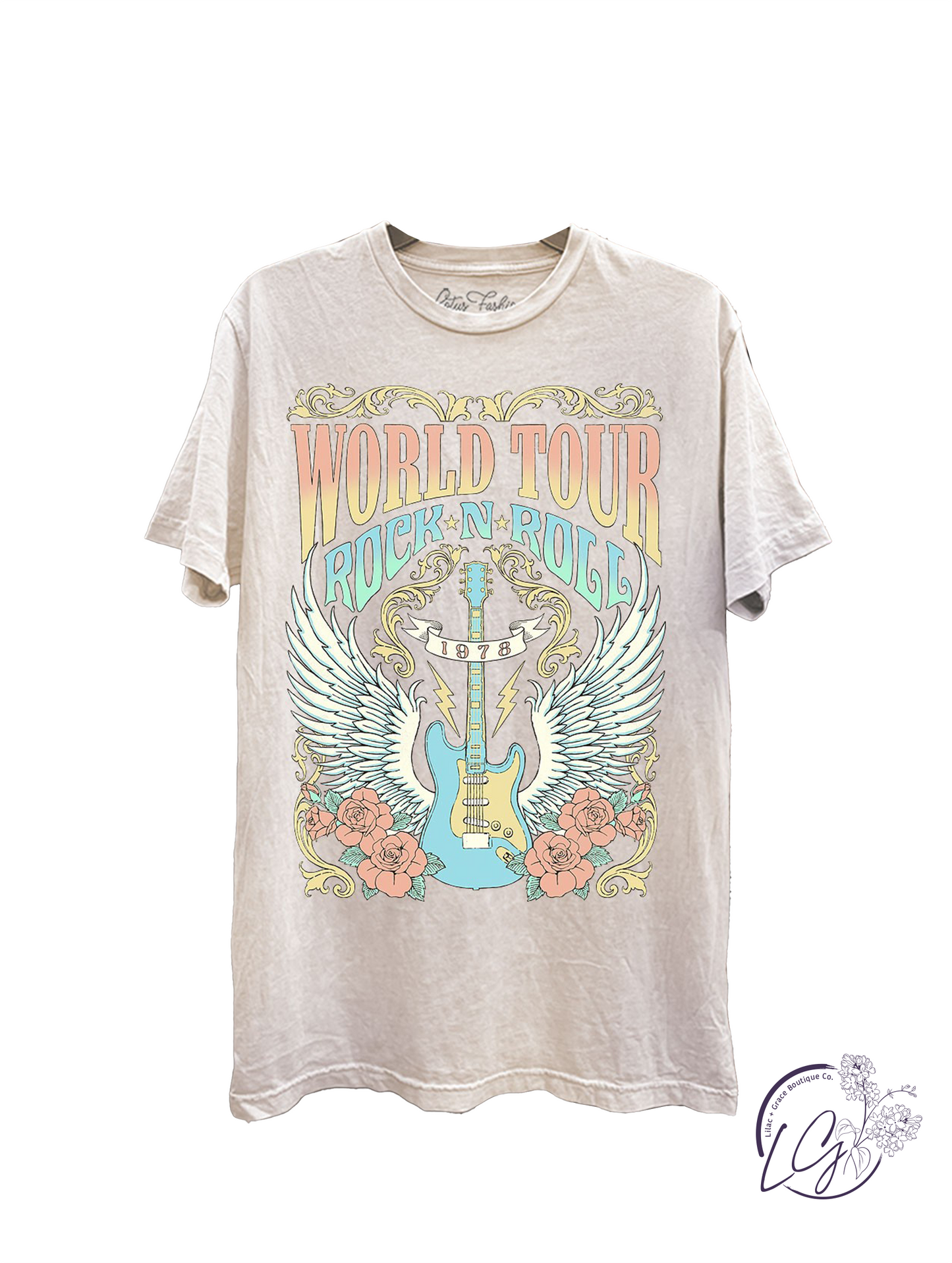 World Tour Rock & Roll Graphic Top