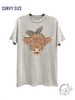 Curvy Highland Cow Graphic Top