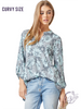 Curvy Luxury Mint Floral Lizzy Top