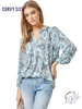 Curvy Luxury Mint Floral Lizzy Top