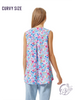 Curvy Blue Floral Lizzy Tank Top