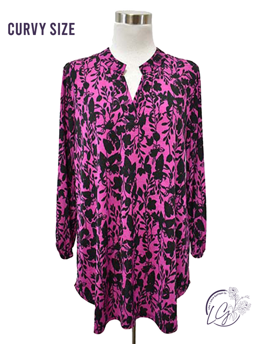 Magenta Black Print Lizzy Top