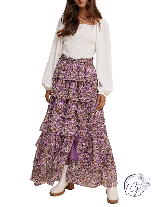 Petal Cascade Maxi Skirt