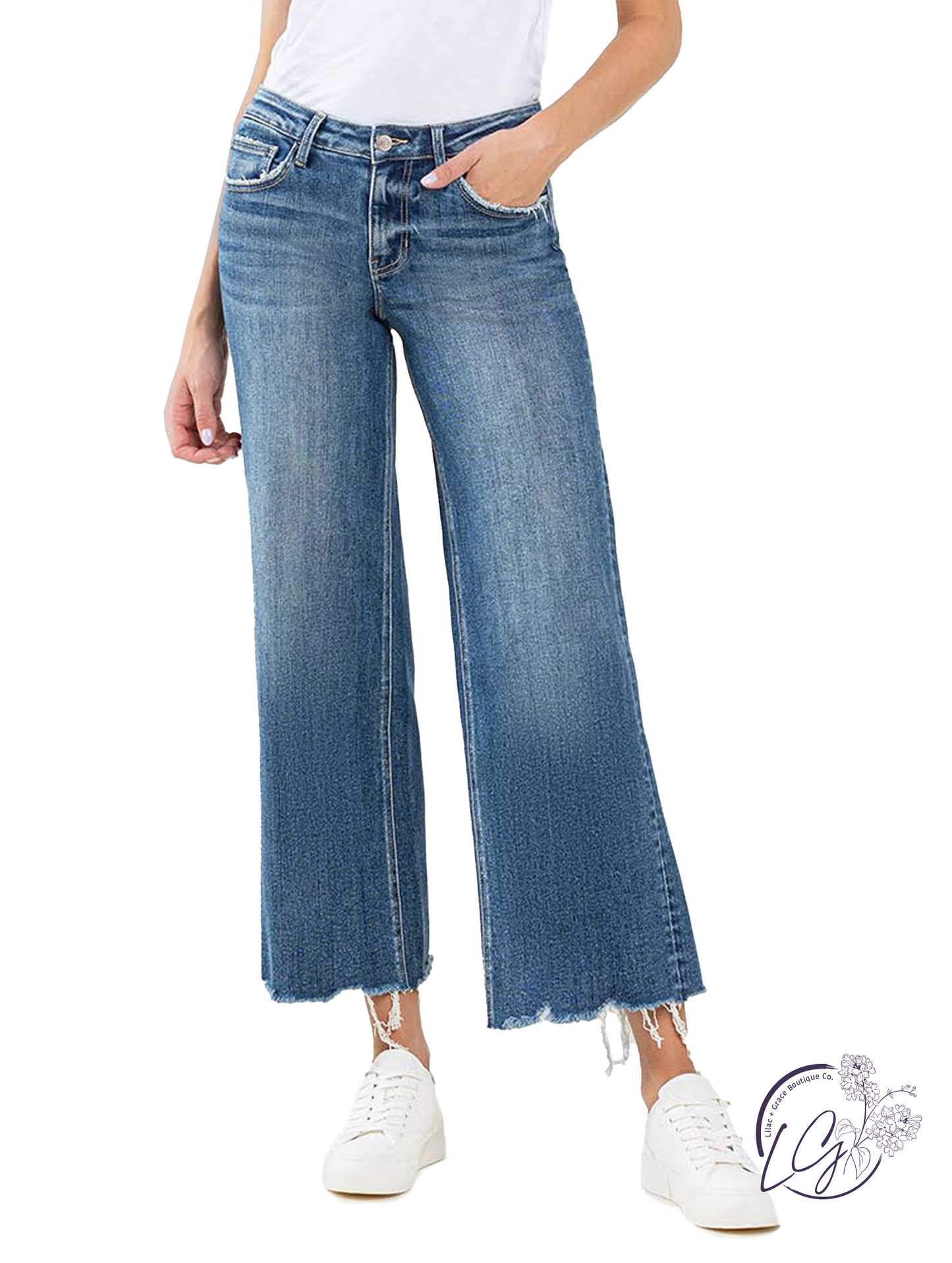 Shannon Mid-Rise Wide Leg Jeans By Vervet