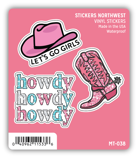 Sparkly Cowgirl Mini Trio Sticker Pack