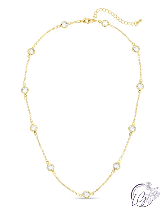 Framed Crystal Accented Collar Necklace