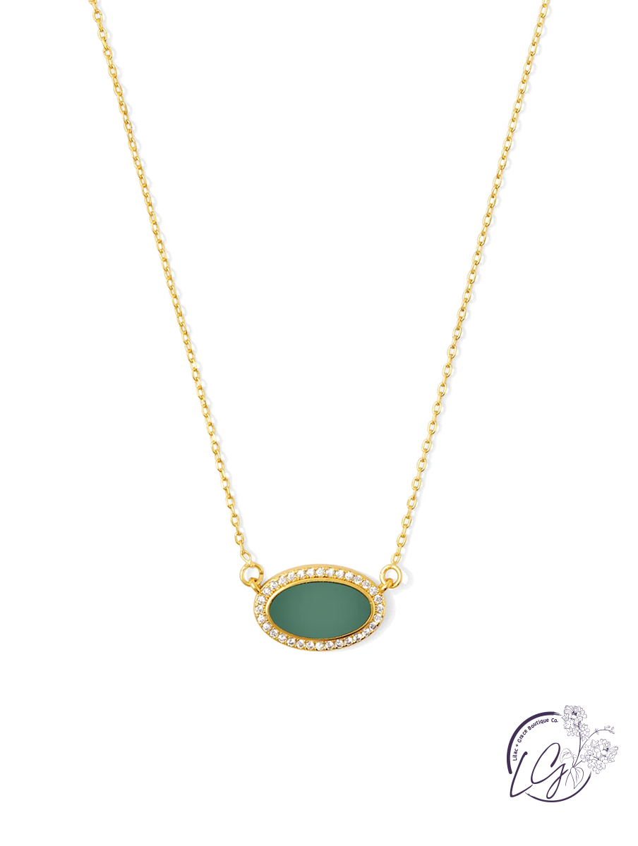 Pave Colorful Oval Necklace