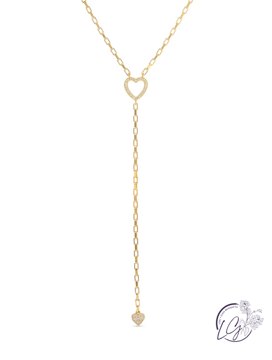 Long Pave Heart Y Necklace