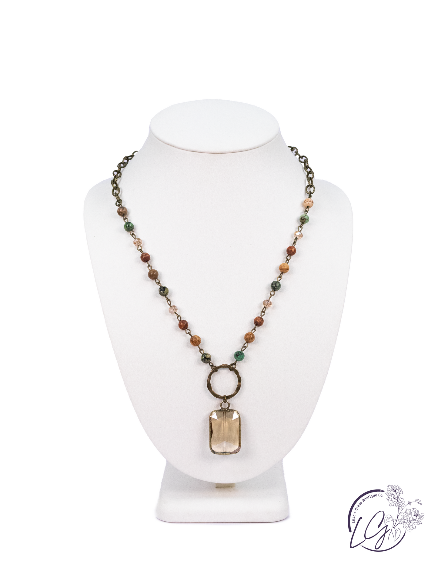 Multi Stone With Large Crystal Necklace