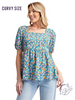 Curvy Echoes of Summer Babydoll Top