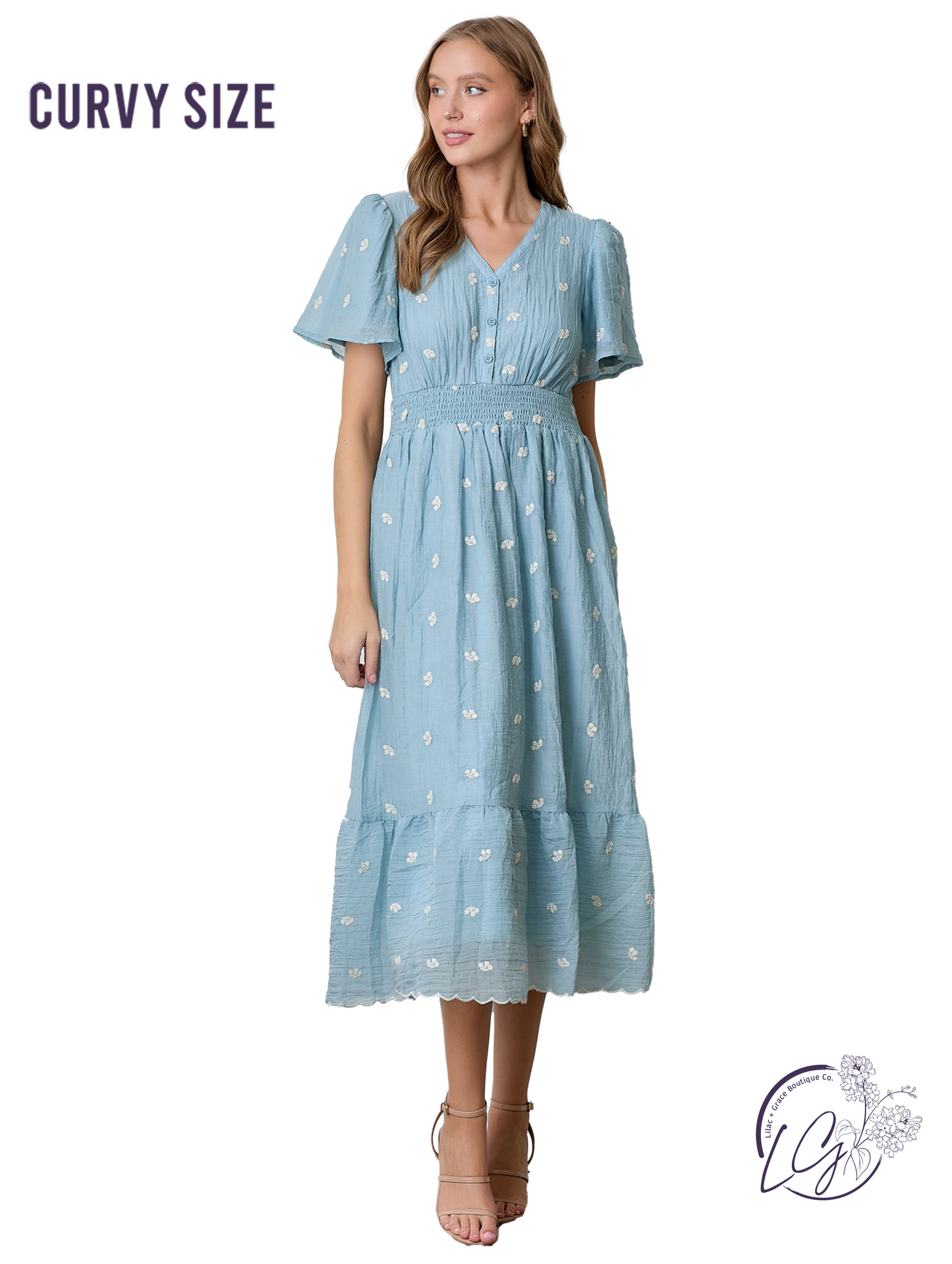 Curvy Wildfern Whisper Midi Dress