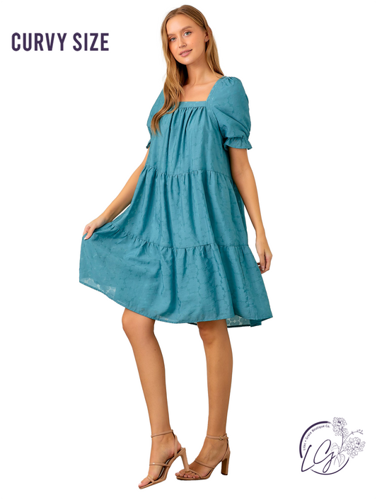 Curvy Teal Dreams Drift Dress