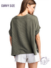 Curvy Sunfield Texture V-Neck Top