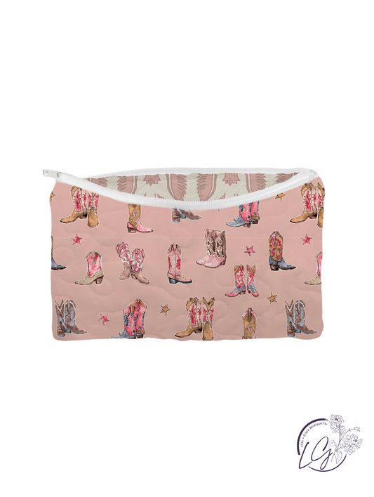 Thunderbird Boots Rose Quilted Makeup Bag