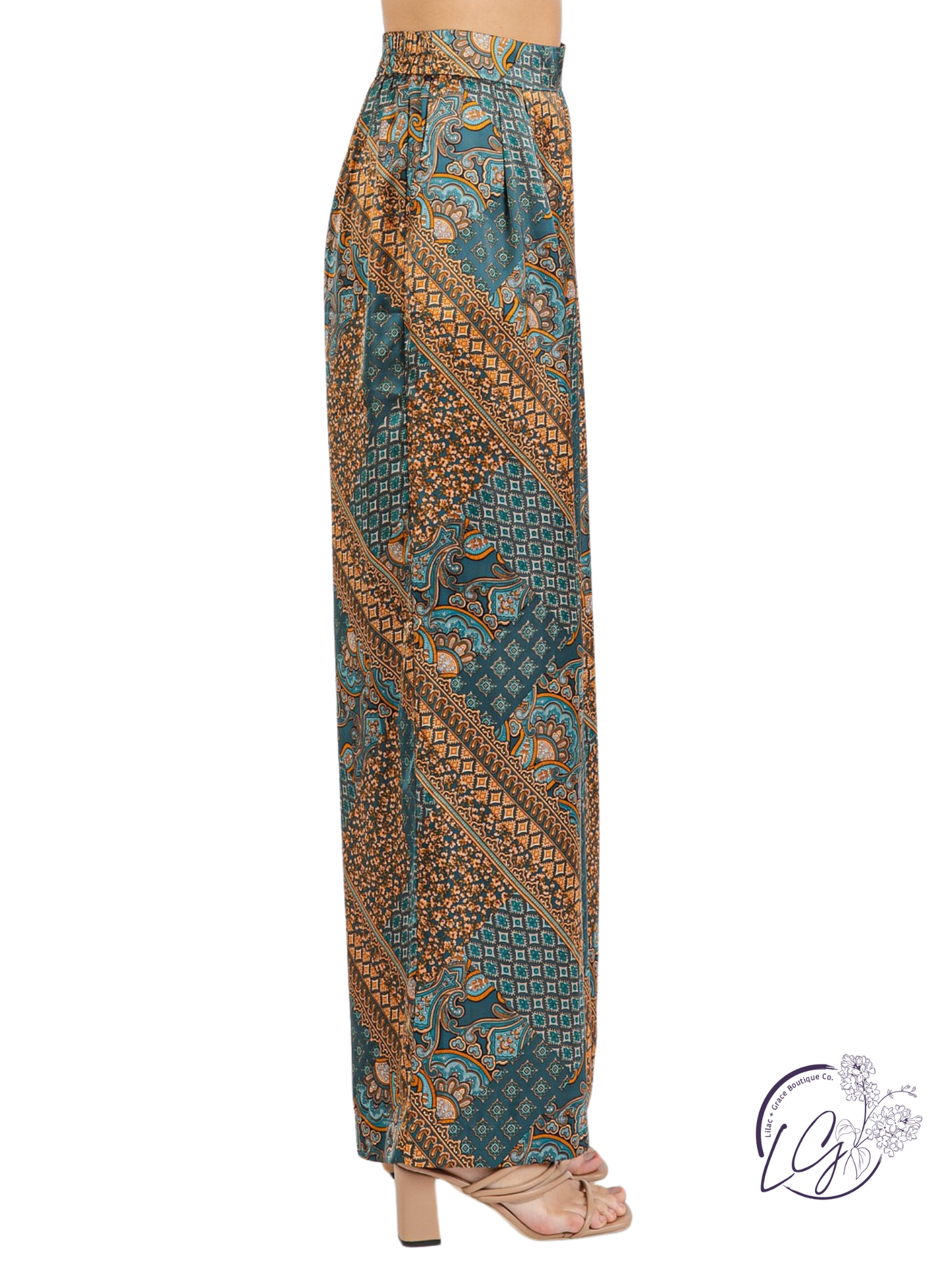 Satin Dusk Paisley Patchwork Pant