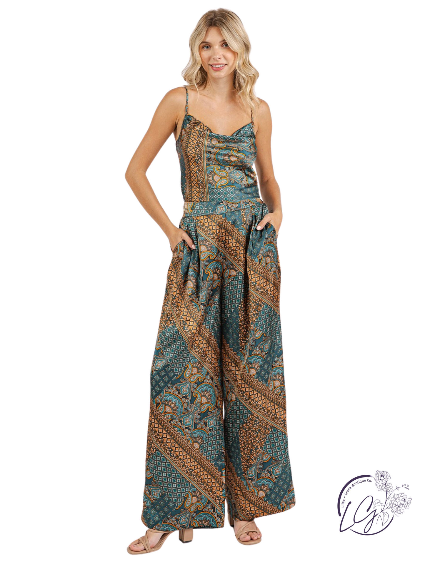 Satin Dusk Paisley Patchwork Pant